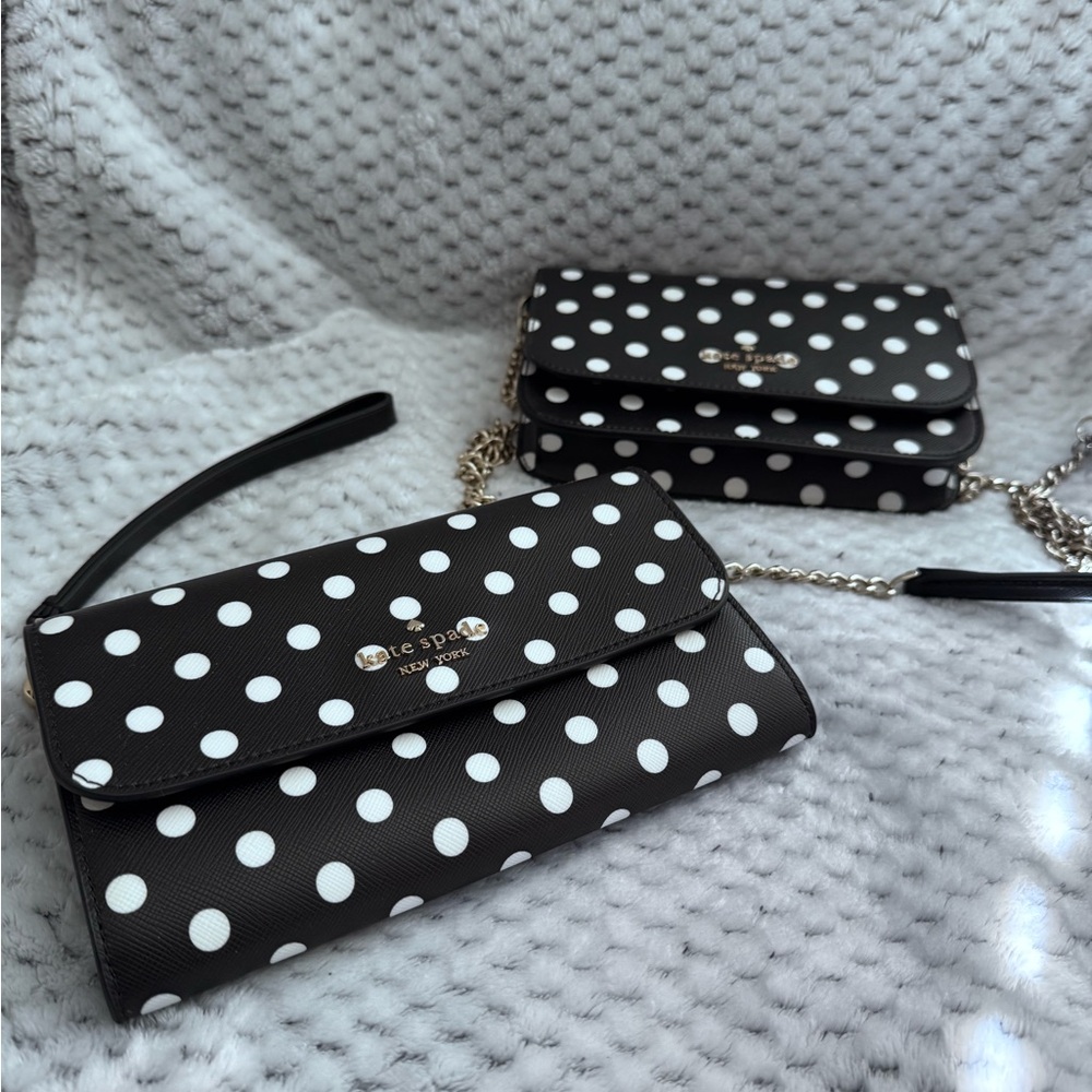 Kate Spade Cheers Polka Dot Chain Crossbody Bag with matching wristlet